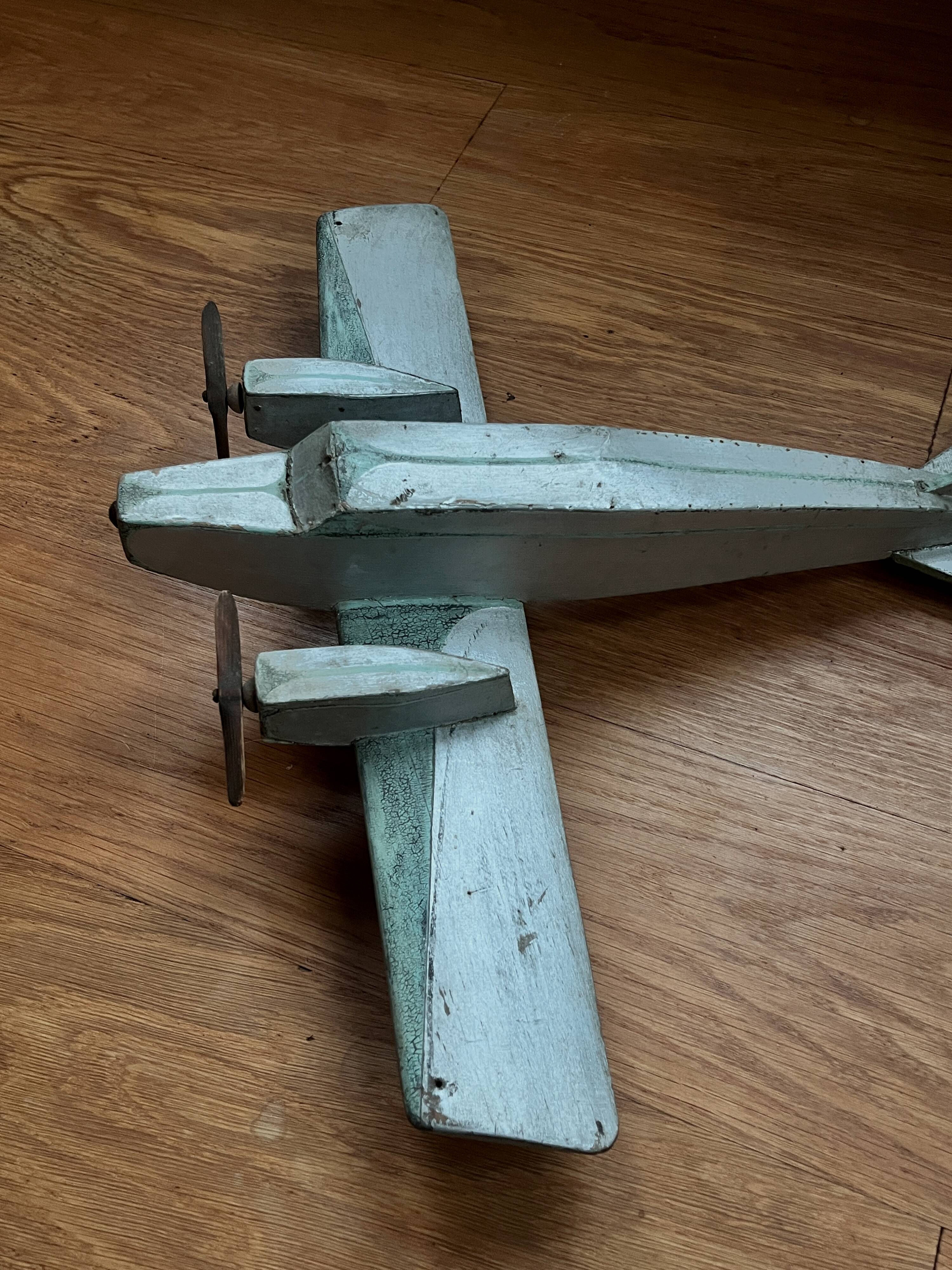 Wooden airplane, 1940s, antique toy