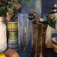 Duo of vintage blown glass vases from Biot