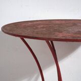 Antique painted metal table – European round industrial table – circa 1920