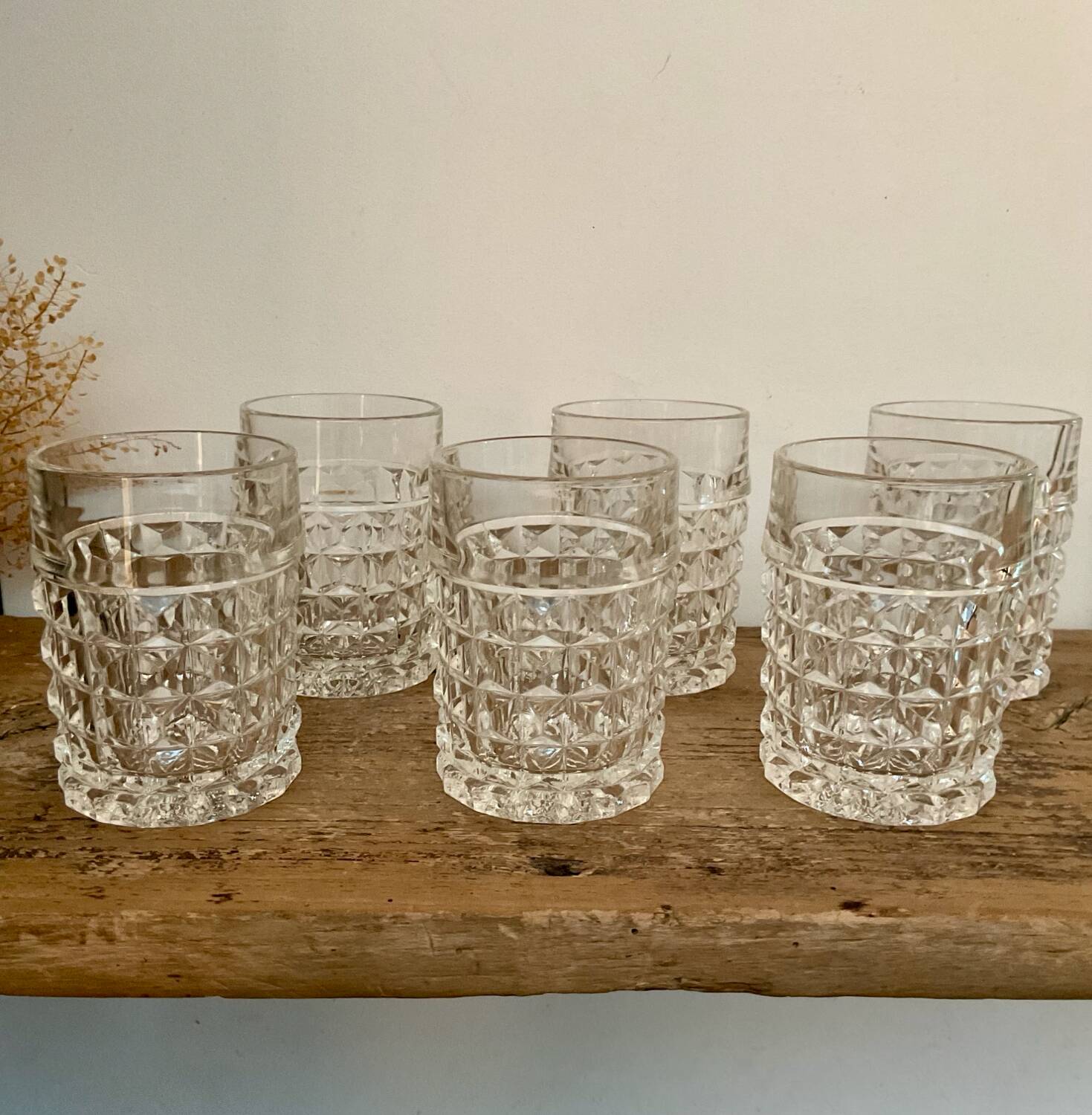 6 vintage whisky glasses