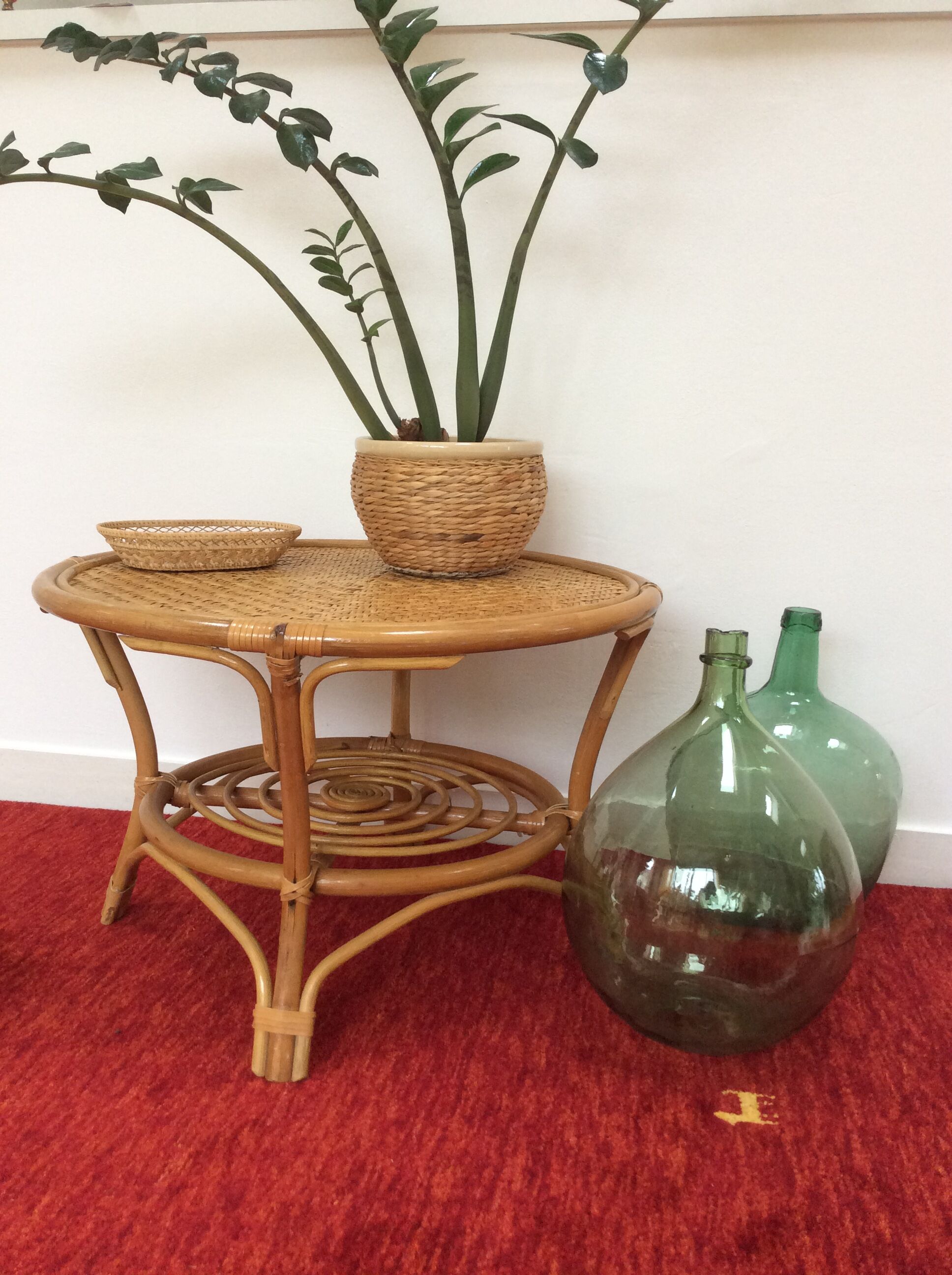 Vintage coffee table in woven rattan