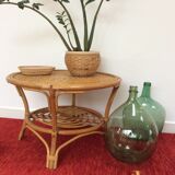 Vintage coffee table in woven rattan