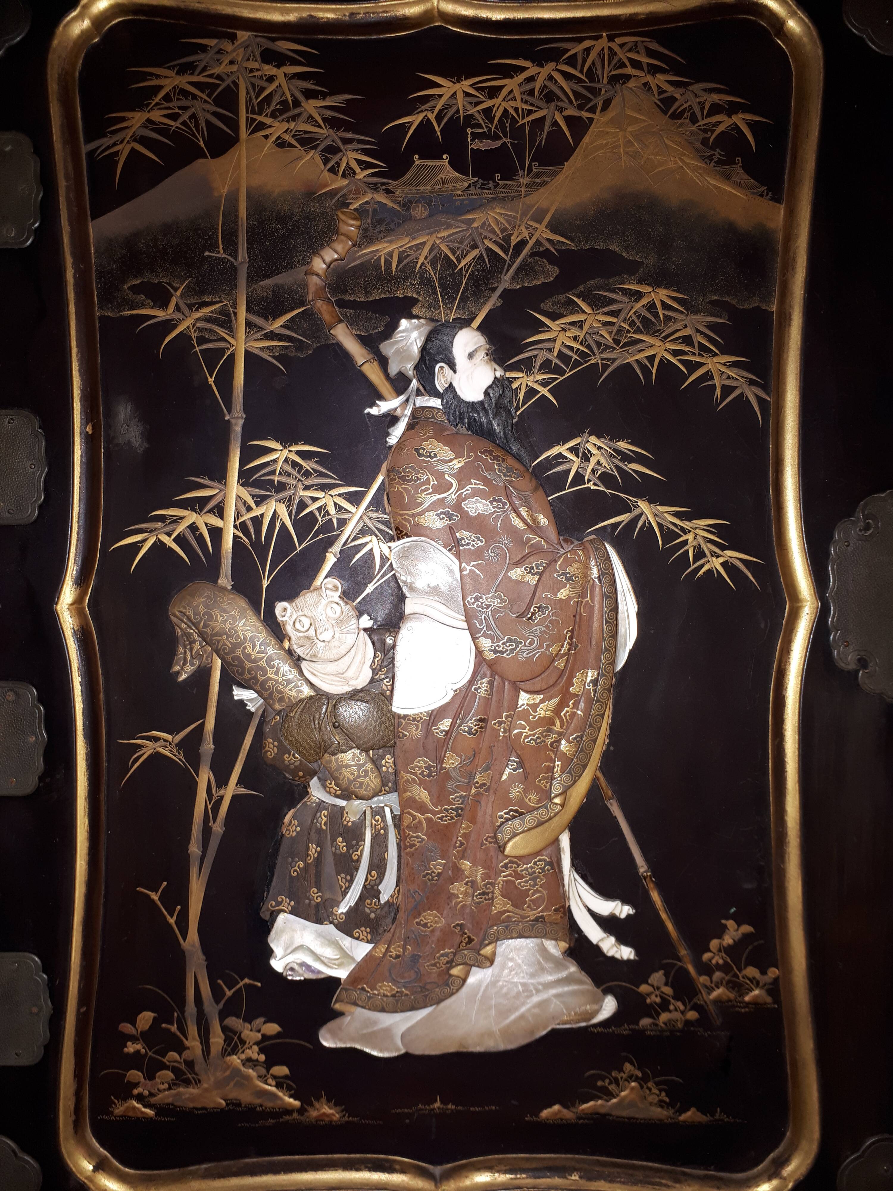 Japanese Lacquer and Shibayama Cabinet, Meiji Period Japan