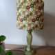 Vintage retro lamp with green marble base, floral shade.