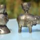 3 animal-shaped bronze candlesticks