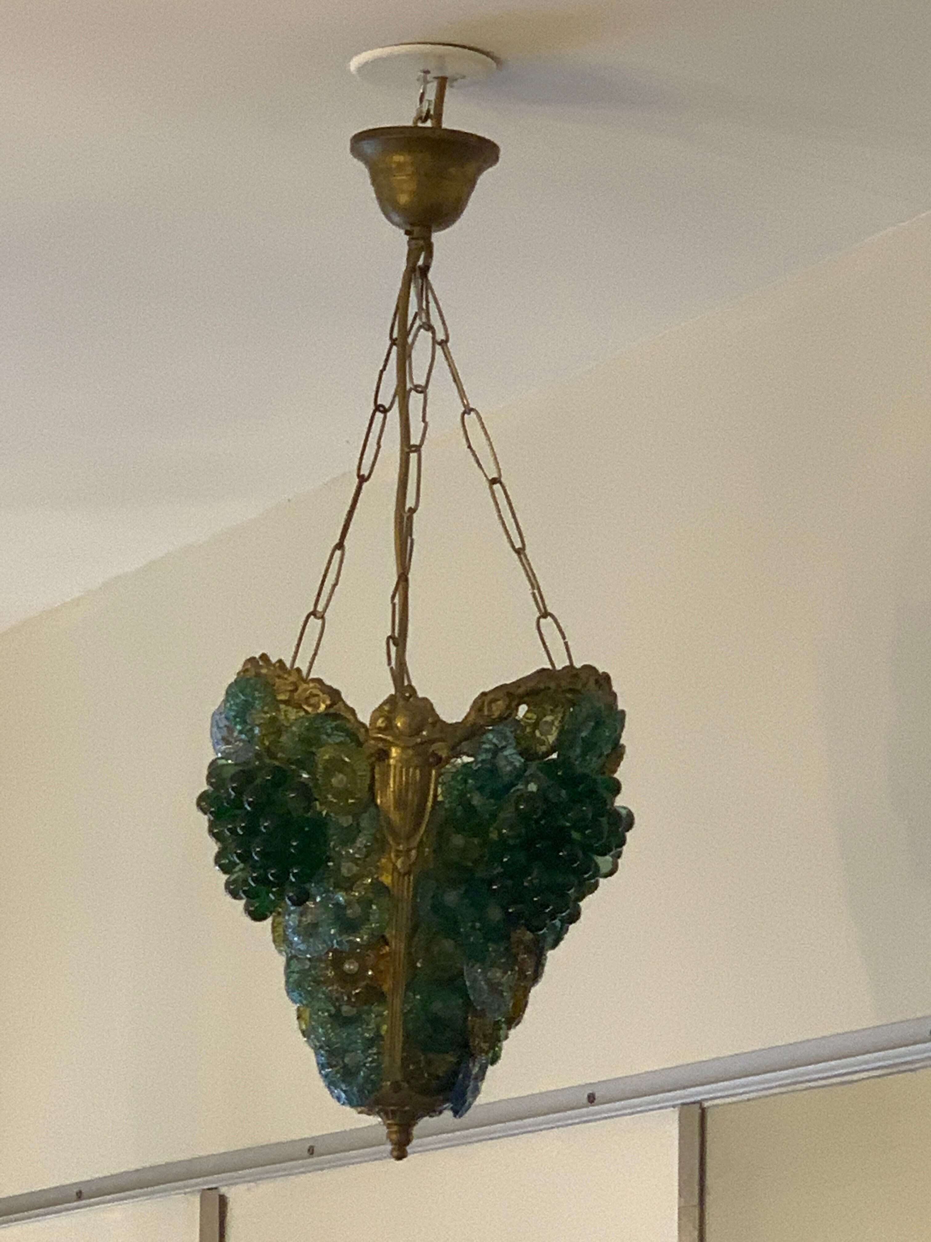 Chandelier in Italian glass paste Murano art deco