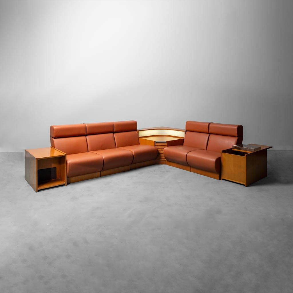5 seater modular sofa eco-leather 70s vintage modern