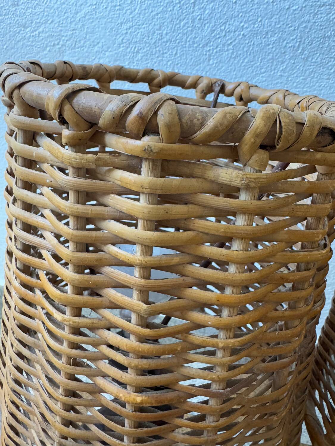 60s vine and rattan lamps (X2)