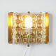 Brass an pressed glass square wall lamps by Carl Fagerlud for Orrefors, 1960