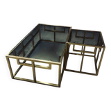 Tables laiton et verre Jean Lefevre