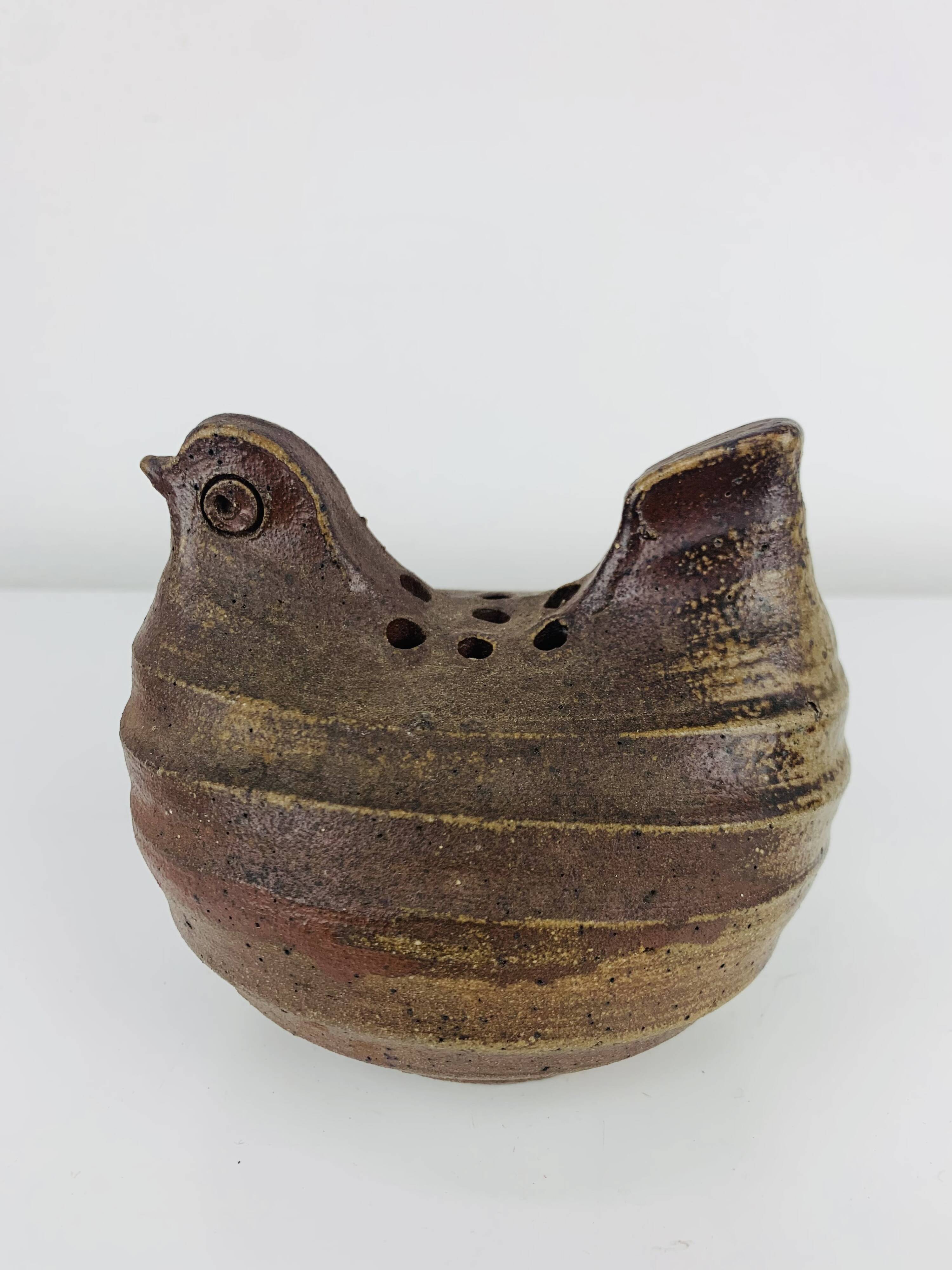 Vintage stoneware hen vase, flower pick