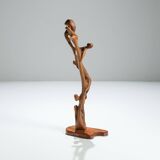 Handmade floorsculpture in burl wood