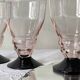6 petits verres à vin ou à eau art déco rose et pied noir 8 cl