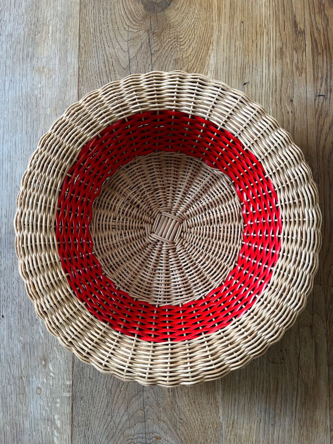 Rattan basket with red trim