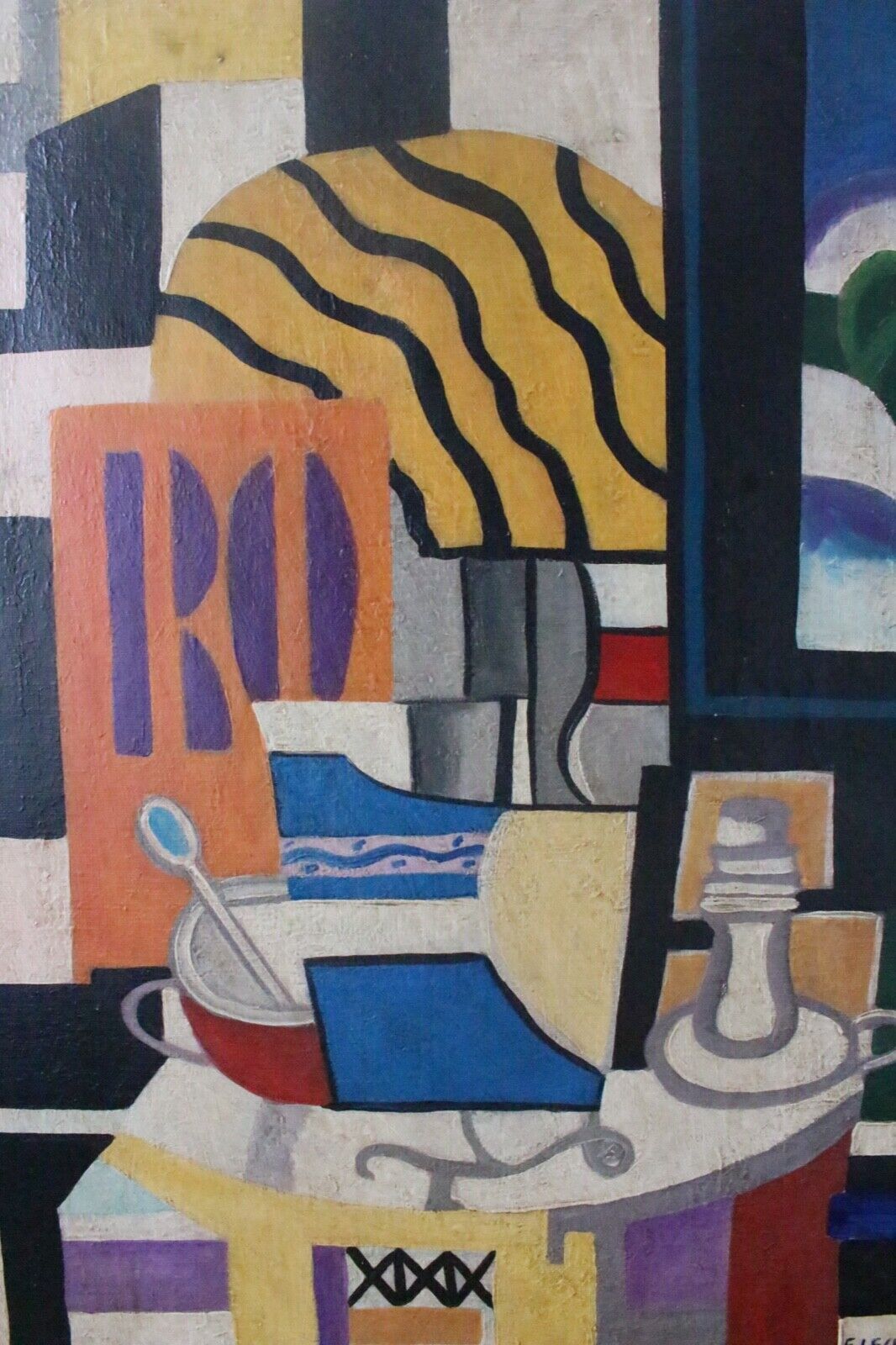 Tableau huile sur toile Fernand Léger cubistes peintre français vieux
