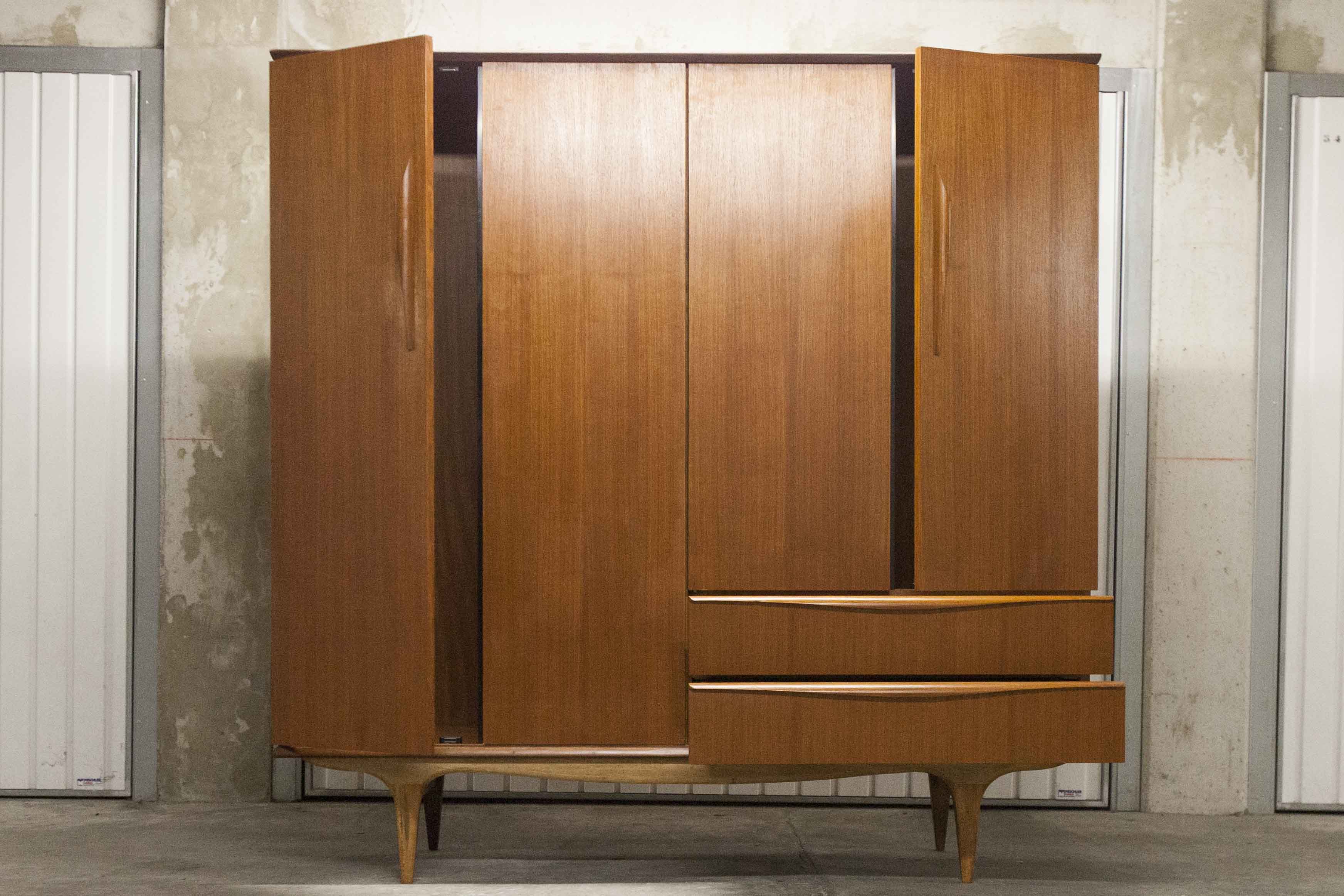 Scandinavian teak cabinet 1960 with mounting plan