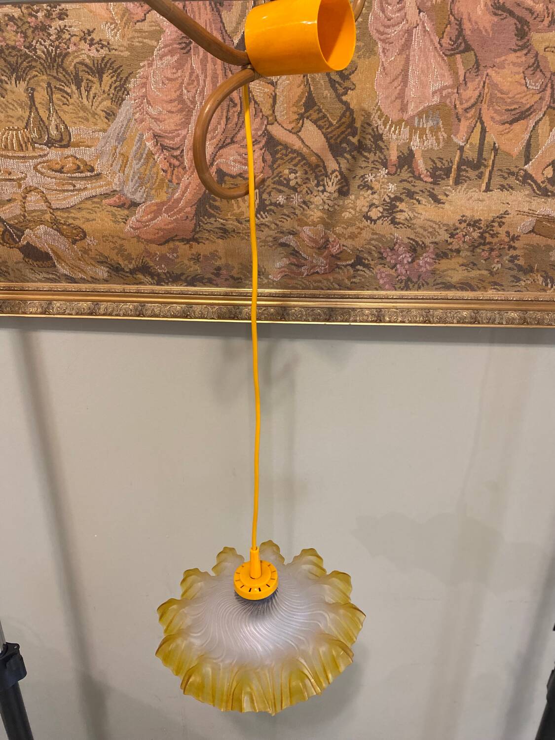 Suspension Art Déco en verre orange