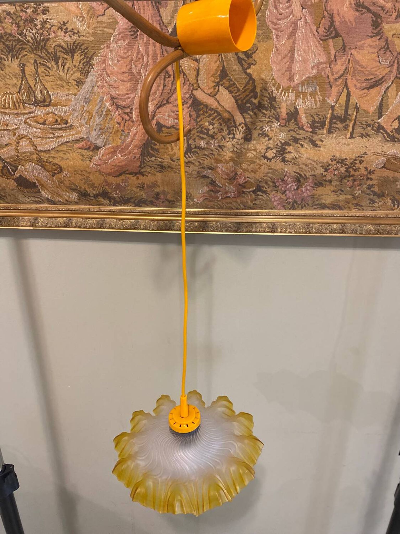 Art Deco orange glass pendant light