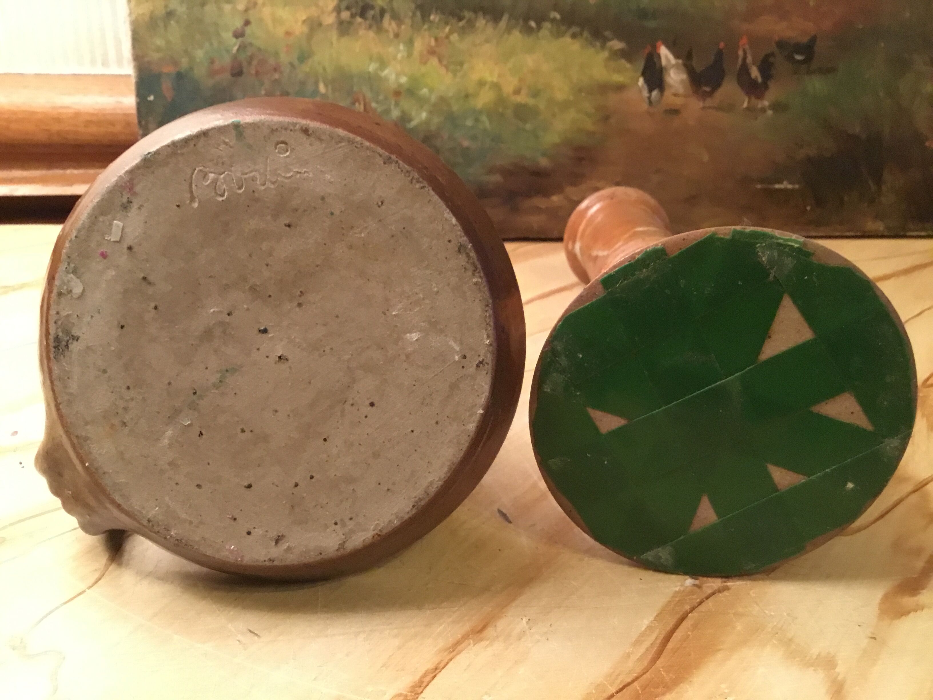 Vintage sandstone candlesticks