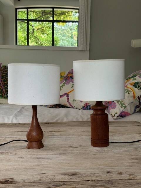 pair of teak bedside lamps - Denmark 50s