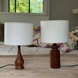 pair of teak bedside lamps - Denmark 50s