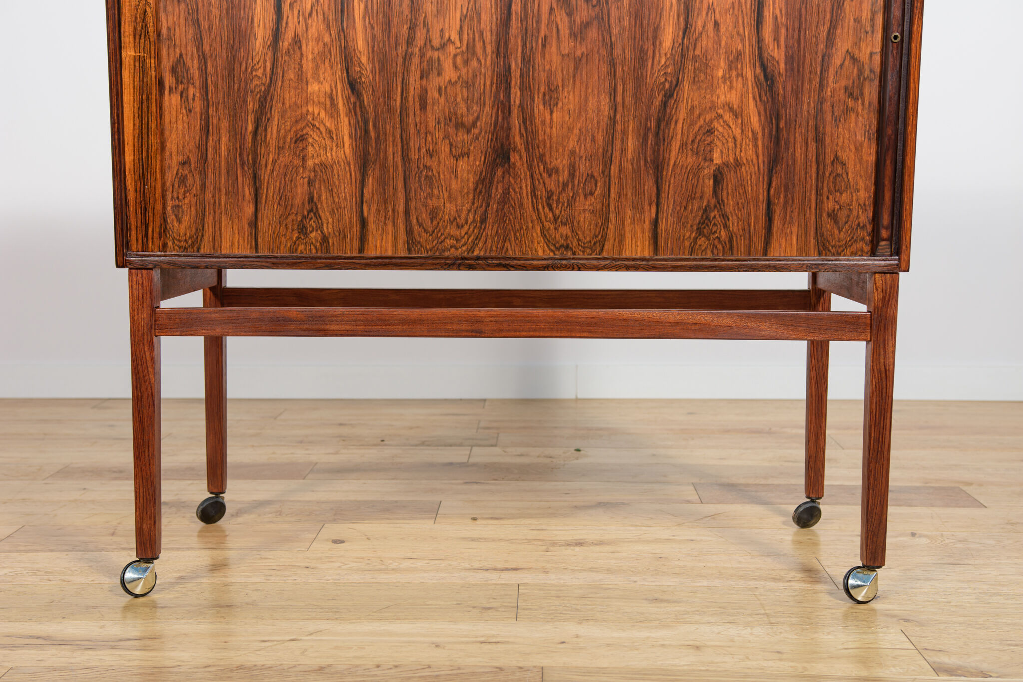 Mid-century rosewood bar with roller doors, Denmark, 1960s