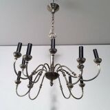 Neoclassical style chandelier in silver-plated metal with 12 lights