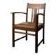 Dutch Art Deco Oak and Rush Armchair, Amsterdam School, 1920s