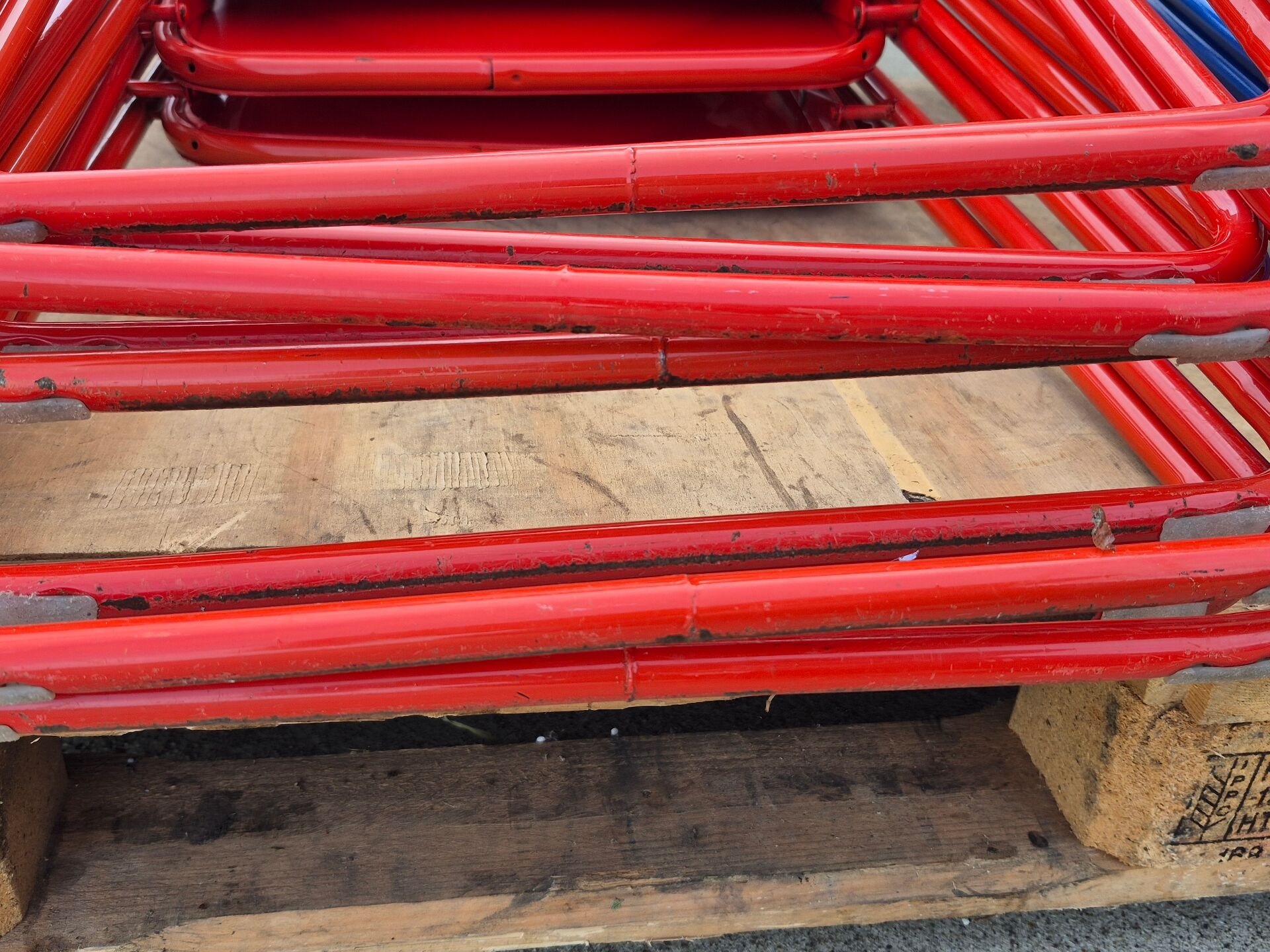 Set 5 vintage TED folding chairs IKEA red 1980s Nield Gammelgaard
