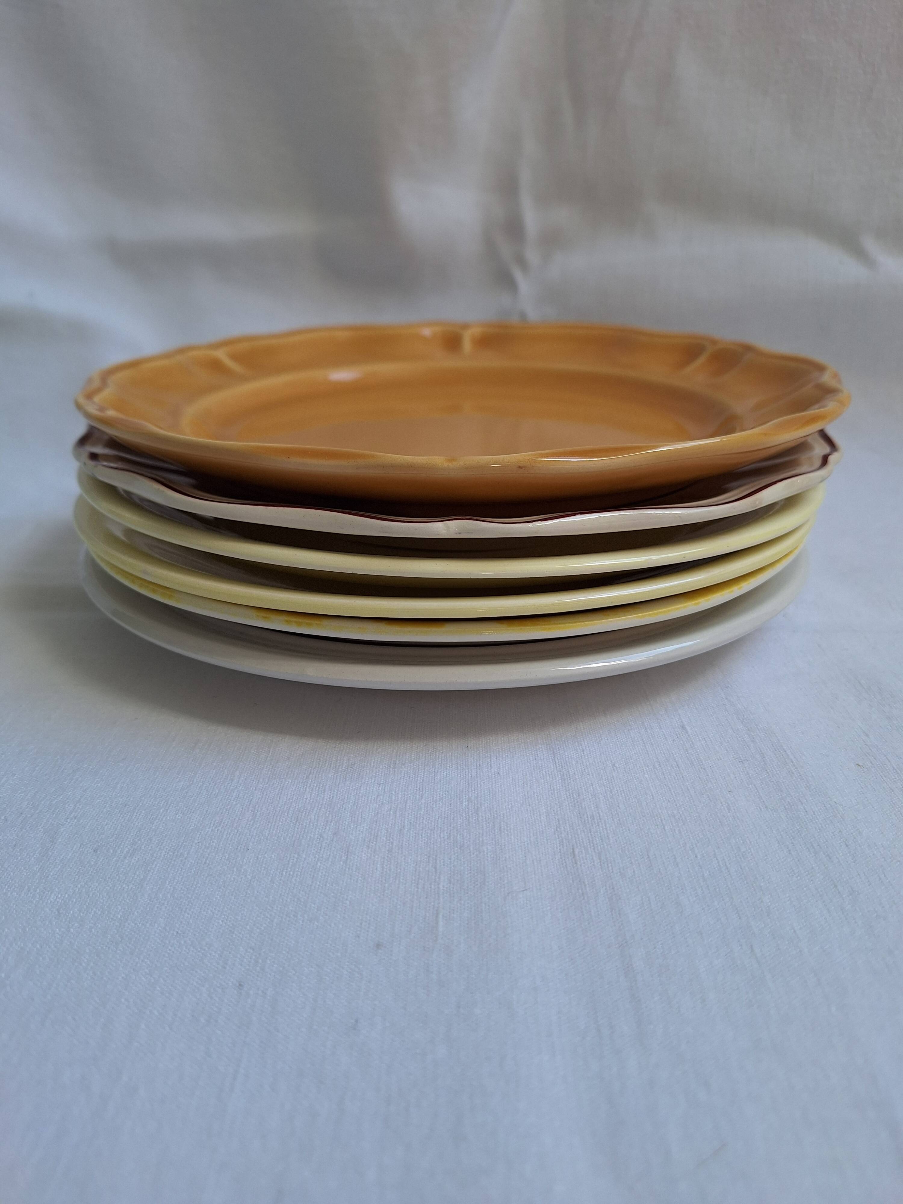 Vintage yellow orange and white dinner plates