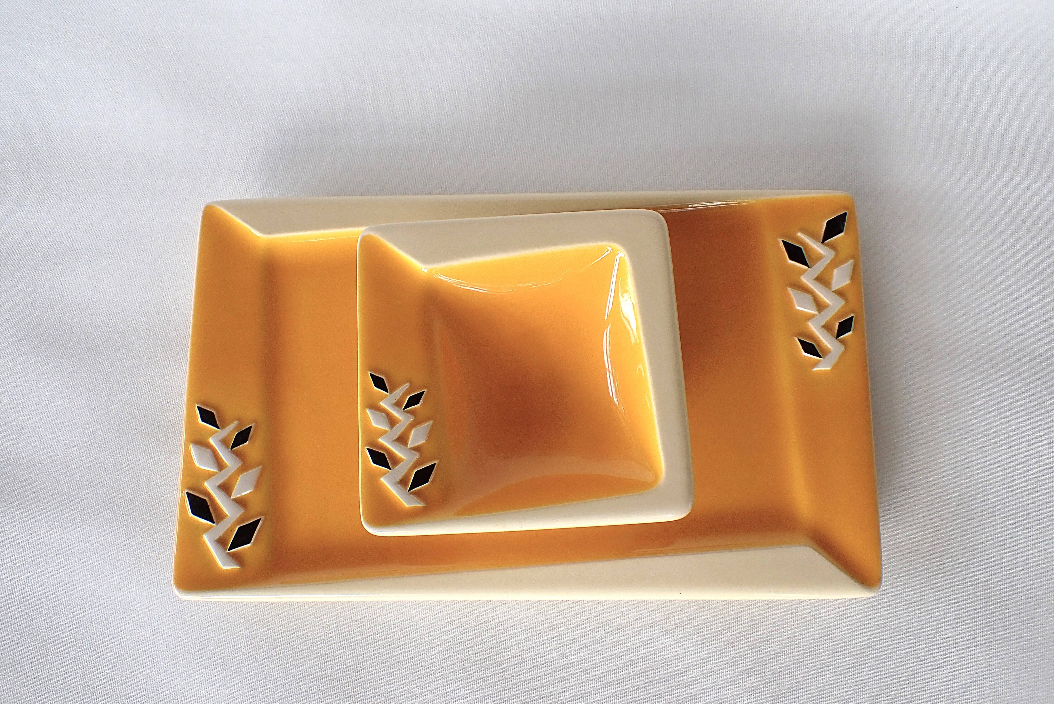 Petit plat et coupelle assortis - verceram années 1950/60