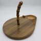 Vintage service tray wood, glass and bamboo – 1960s