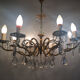 Old 8-branch brass chandelier and glass stamps