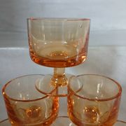 6 small vintage orange glasses