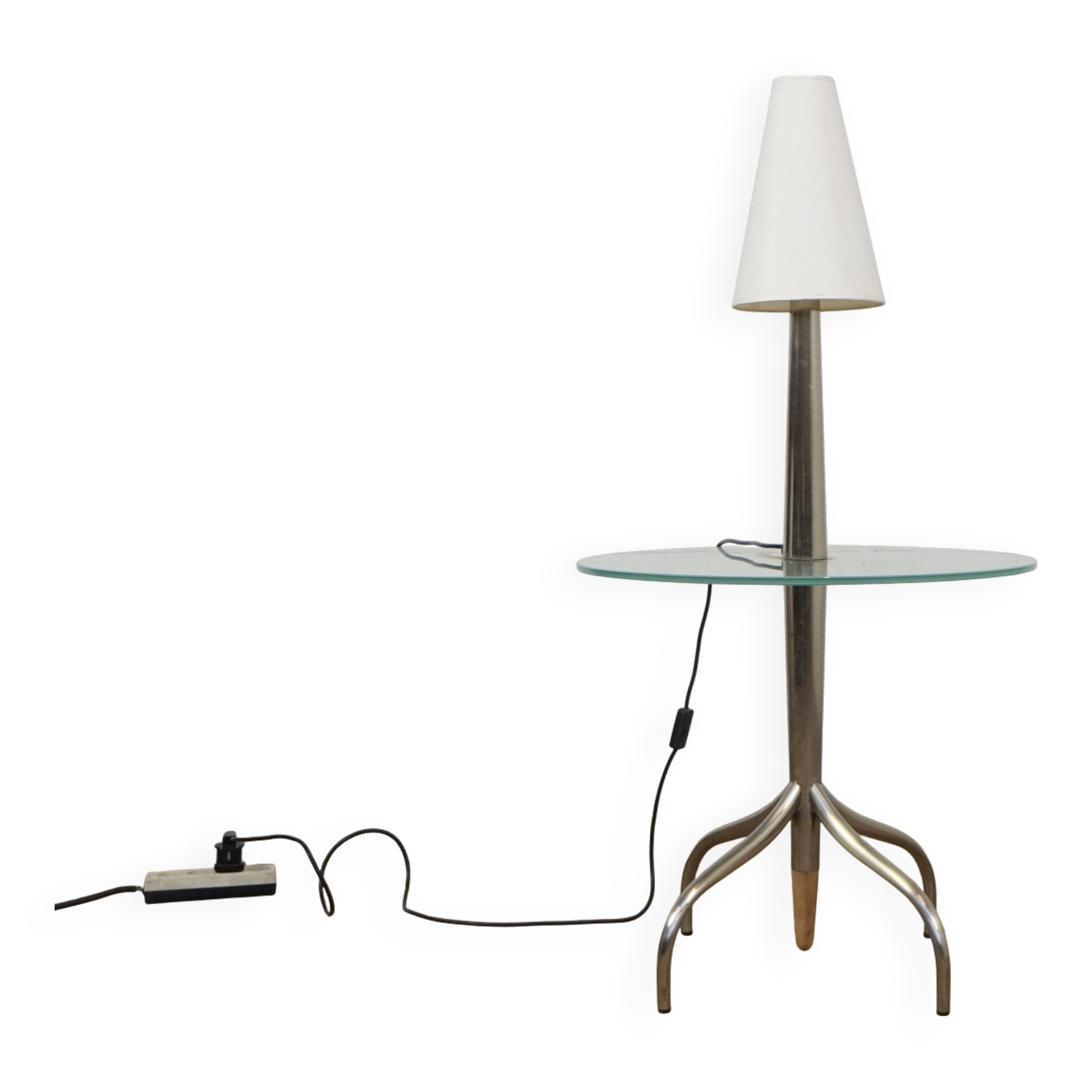 Postmodern side table with lamp