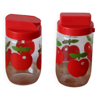 Two henkel red apple jars