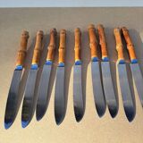 9 vintage bamboo handle knives