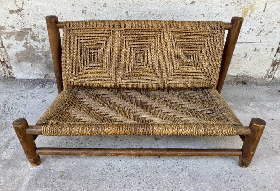 Wooden and rope bench from the 1950s,  Vibo