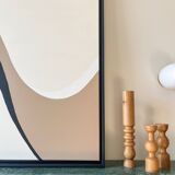 Tableau relief beige taupe et noir
