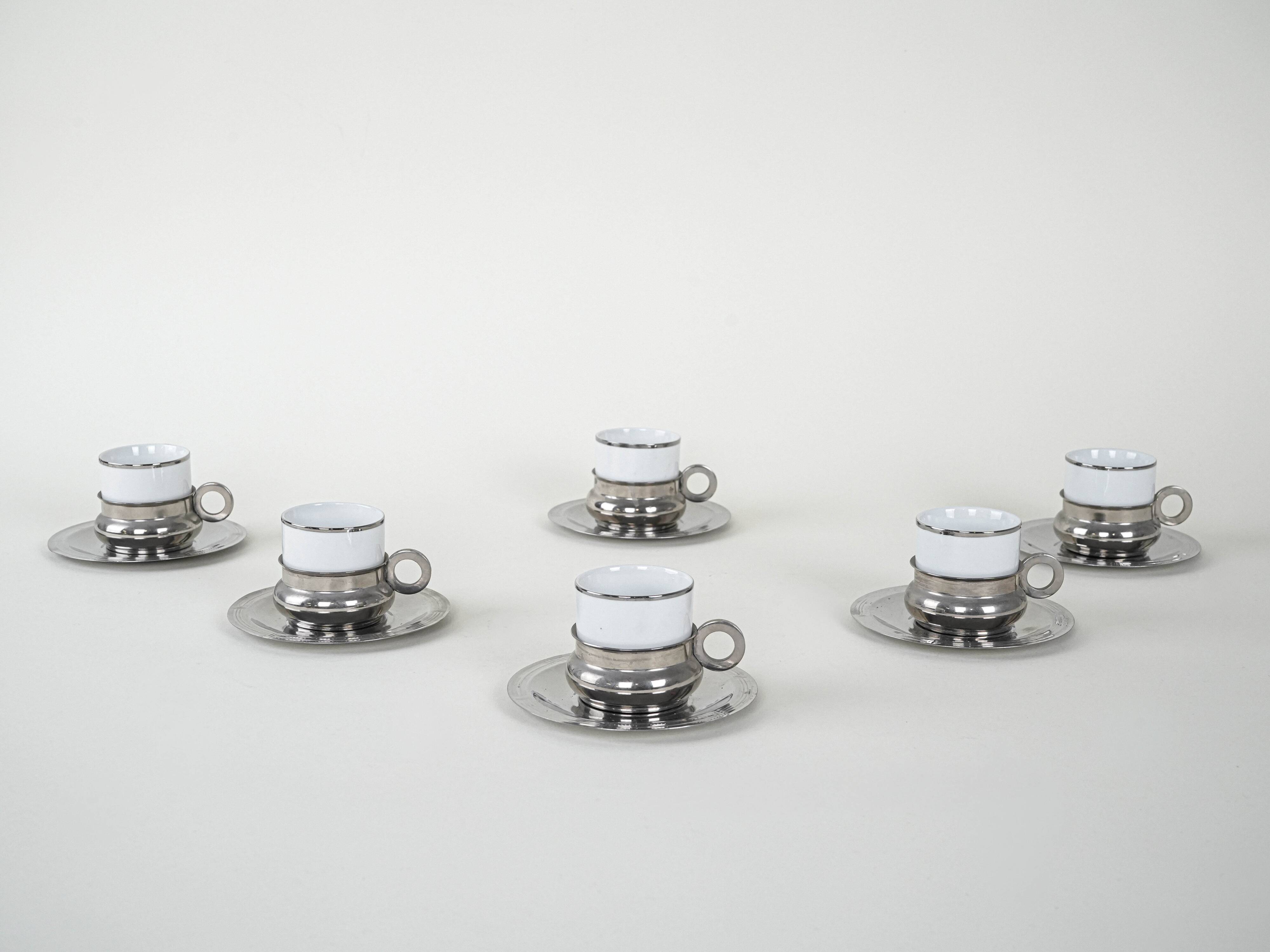 Set of porcelain cups, Italian design, 1980s, production: Italy