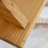 Vintage pine wall coat rack with 3 hooks