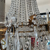Large Montgolfière chandelier with crystal drops