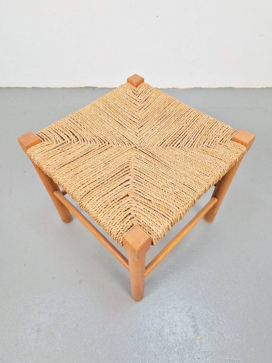 Vintage Danish Rope Stool in Beech, 1960s