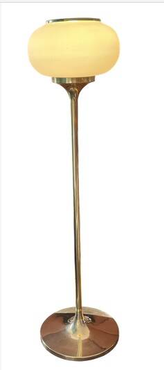 Art Deco floor lamp in brass and opaline glass - 1.30 m