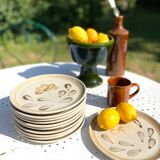 12 assiettes en grès ancien Sarreguemines