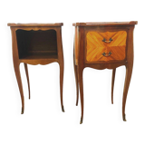 Suite of two Louis XV style bedside tables in mahogany and rosewood 20th century
