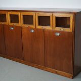 Vintage Dutch Beech & Oak Haberdashery Shop / Grain Cabinet, 1950s