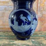 Vase ancien Betschdorf gres Alsace décor cigogne
