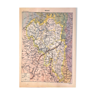 Belgium map lithograph