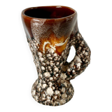 Fat Lava brown ceramic pitcher from the 70s